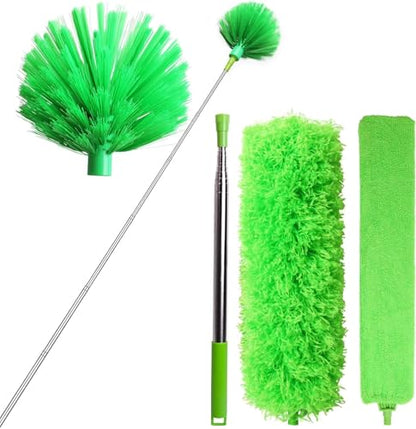 Cobweb Duster with Extension Pole, Bafezoze Ceiling Fan Duster with Long Handle, Spider Web Brush Flat Duster for Under Appliances High Ceilings Outdoor - size: Cobweb Duster 4PCs
