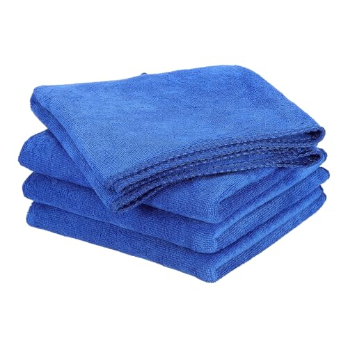 HARFINGTON 4 Pack Microfiber Cleaning Cloth, 24" x 12" Multi-Functional Cleaning Towels Reusable Absorbent Rags for Car Wash Kitchen Household Window Clean, Sapphire Blue - color: Sapphire Blue, size: 24" x 12"
