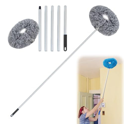 Ceiling Fan Cleaner Duster, Reusable Microfiber Duster with Extension Pole, Removable Dusters for Electric Fans Air Conditioning, Home Car Vents, Curtain (Grey-5Pole) - color: Grey-5pole