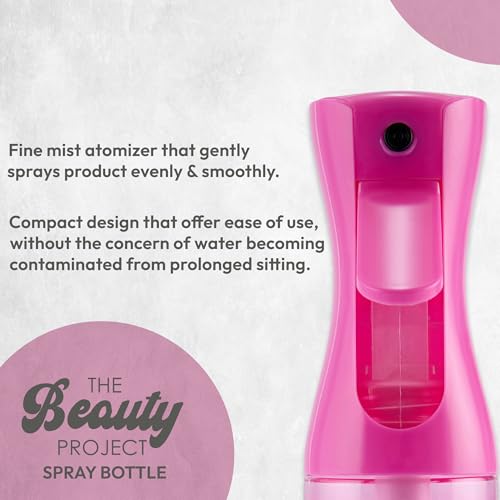 Spray Bottle Mister for Hair - Continuous Mister, Fine Water Mist, Trusted by Professional Salons & Barbers, 10.1oz - Clear Bottle (Neon Petal) - color: Neon Petal