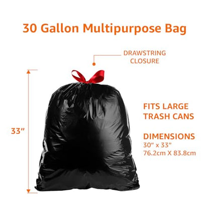 Amazon Basics Multipurpose Drawstring Trash Bags, 30 Gallon, 20 Count, Pack of 1, Packaging May Vary - size: 20 Count (Pack of 1)