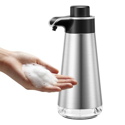BYUNER Foaming Soap Dispenser for Bathroom & Kitchen, 15 fl oz Refillable Foam Soap Dispenser with Rust-Free Plastic Pump, Metal Look Countertop Soap Dispenser, Hand Soap Dispenser, Brushed Silver - color: Silver, size: Foam
