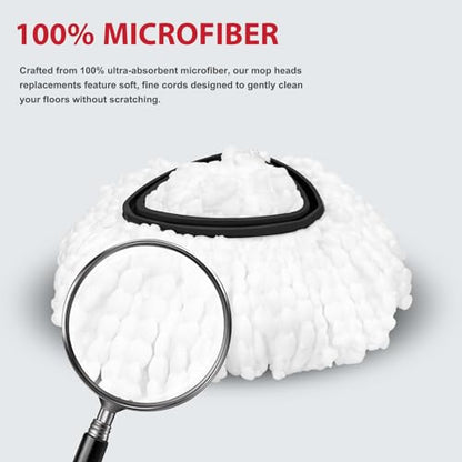 Spin Mop Heads, Handle, Base, Scrubber Head Replacement for OCedar EasyWring 1-Tank System, Microfiber Mop Refills, 30-58in Adjustable 4-Section Handle, Floor Cleaning(No Bucket)