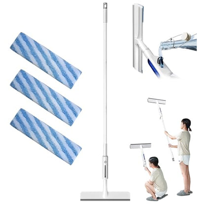 Atlodas Squeegee for Window Cleaning with Spray, Squeegee Window Cleaning Kit with Sprayer, 46-inch Extension Pole, Dual Side Mist Retractable Window Removable Glass Cleaning Mop (1 pcs) - color: 1 Pcs