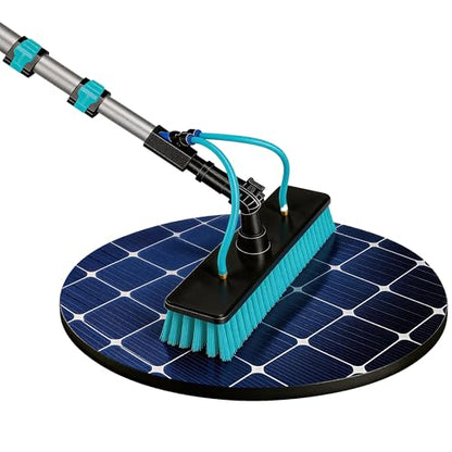 HOLDWELL 26FT Telescopic Water Fed Pole Kit, 180° Rotatable Window Cleaning Brush with Dual Water Jets & Soap Dispenser, 65.6FT Professional Grade Hose - size: 27FT