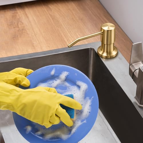 Soap Dispenser for Kitchen Sink, Built in Sink Soap Dispenser Lotion Dispenser with 17 OZ Bottle, Refill from The Top Bar Sink Soap Dispenser, Gold - color: Golden 01, size: Comes with 17 OZ Bottle