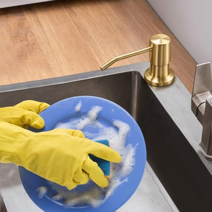 Soap Dispenser for Kitchen Sink, Built in Sink Soap Dispenser Lotion Dispenser with 17 OZ Bottle, Refill from The Top Bar Sink Soap Dispenser, Gold - color: Golden 01, size: Comes with 17 OZ Bottle