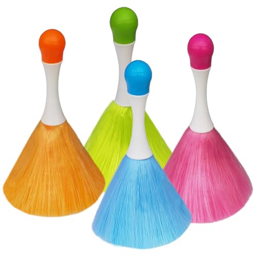 4 Pack Small Feather Duster, Washable Microfiber Duster, Suitable for Light Daily Household Dusting, Electrostatic Feather Duster Brush,Cleaning Supplies for Book,Screen,Car,Furniture,Photo Frames