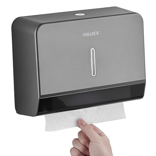 Commercial Paper Towel Dispenser Wall Mounted, Trifold/C-Fold/Multifold Hand Towel Holder, Hand Towel Dispenser for Bathroom Tissue Dispenser, Large Capacity 200 Sheets (Gray-5853) - color: Gray-5853