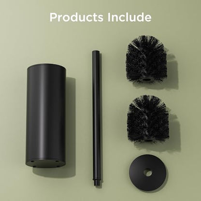 Toilet Brush and Holder Set, Toilet Bowl Brush with Heavy Duty 304 Stainless Steel Base and Extra Long Handle, Toilet Bowl Cleaners Brush for Bathroom (Matte Black) - color: Matte Black