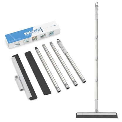 KOLLIEE Floor Squeegee 59" Adjustable Long Handle Professional with Hook Water Squeegee Foam Blade for Concrete Floor Tile Pet Hair Floor Wiper Grey - size: Grey Floor Squeegee