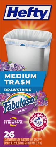 Hefty Medium Trash Bags, Fabuloso Scent, 8 Gallon, 26 Count (Pack of 2) - size: 26 Count (Pack of 2)