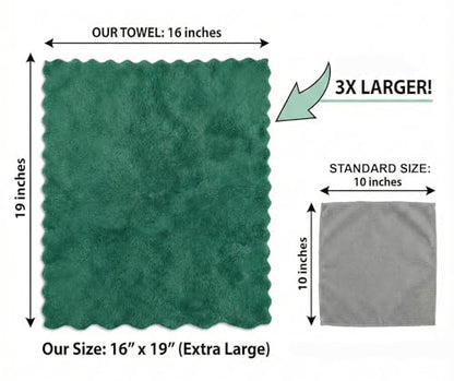 Extra Large Microfiber Scalloped Edge Kitchen & Home Cleaning Towels (16"x19", 4-Pack (Red, Green, & White) - Ultra Plush, Lint Free, Reusable, Non-Scratch, Highly Absorbent Dish Cloths - Everyday Use - color: Red & Green (4-pack)