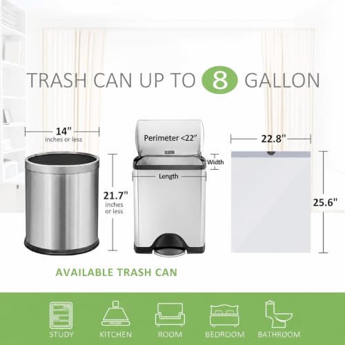 Teivio 8 Gallon 115 Counts Strong Drawstring Trash Bags Garbage Bags, Medium Kitchen Trash Can Bathroom Bin Liners, Plastic Trash Bags for Home Office Kitchen, White - style: 115-8Gallon-White