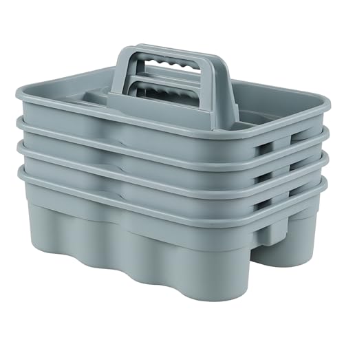 Ramddy Compartment Plastic Cleaning Caddy Basket, 4 Packs | Multipurpose, Commercial, Household Organizer Caddies