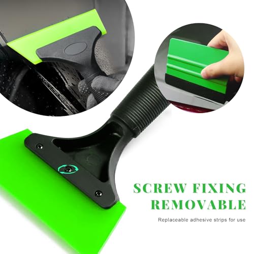 Yourkar 2 PCS Window Tint Kit Tools, Professional Vinyl Wrap Kit with Plastic Squeegee & Felt Squeegee, Universal Privacy Film Installation Tint Tools for Vehicle Glass Home (Green) - color: Green