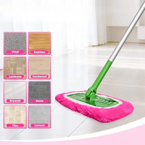 Microfiber Mop Pads - 3 Pack Reusable Washable Refills for Wet & Dry Floor Cleaning - Fits Most Standard Mops - Rose Pink Household Cleaning Pads - color: Rose Pink