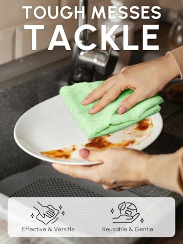 Microfiber Cleaning Cloths Roll, 75 Pack Tear Away Microfiber Towels Roll, 12" x 12" Lint Free Rags, Reusable Cleaning Cloths, Washable, Scratch Free,Ultra Absorbent Dish Rags(Green Ripple) - color: Green Ripple, size: 75 pack