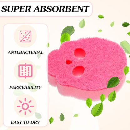 Tioncy 12 Pack Skull Kitchen Sponges Bulk Gothic Dual Sided Scrubber Pink Black White Skull Sponges Reuseble Non Scratch Dishwashing Kitchen Cleaning Accessories for Cookware Pot Boiler Pan Household - color: Black, White, Pink, style: Skull