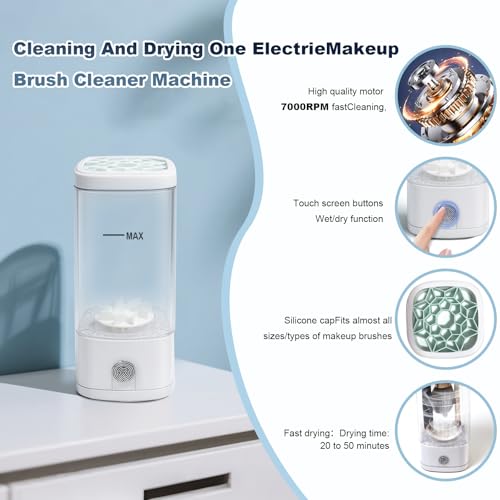 3 in 1 Electric Makeup Brush Cleaner Machine with Dryer, Automatic Brushes Cleaner Tool Deep Cleaning for All Size Beauty Makeup Brush Set, Sponges, Blush Brush