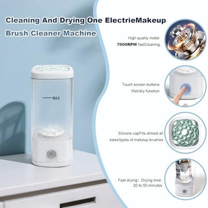3 in 1 Electric Makeup Brush Cleaner Machine with Dryer, Automatic Brushes Cleaner Tool Deep Cleaning for All Size Beauty Makeup Brush Set, Sponges, Blush Brush