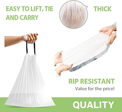 4 Gallon 140 Counts Strong Drawstring Trash Bags Garbage Bags by Teivio, Bathroom Trash Can Bin Liners, Small Plastic Bags for home office kitchen, White - style: 4Gal-White-140pcs-Drawstring