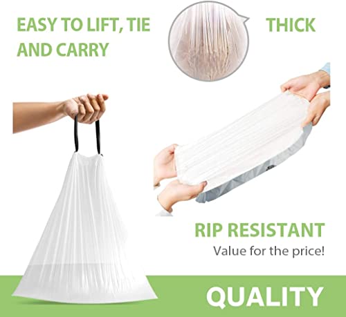 4 Gallon 140 Counts Strong Drawstring Trash Bags Garbage Bags by Teivio, Bathroom Trash Can Bin Liners, Small Plastic Bags for home office kitchen, White - style: 4Gal-White-140pcs-Drawstring