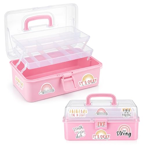 Mifoci Pink IVF Medication Organizer Gift Caddy 3-Layer Plastic Dividing Storage Box with Spacers IVF Meds Must Haves Organize Supplies Womens Home Utility Box - color: Pink