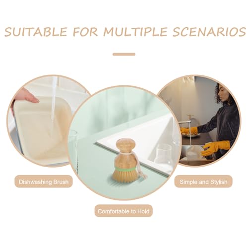BESPORTBLE Dish Scrub Brush Palm Brush for Kitchen Cleaning Dishes and Vegetables Green Handle Stubborn Stain Scrubber