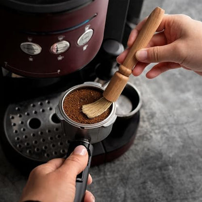 5 Pcs Coffee Grinder Cleaning Brush Espresso Machine Brush Cleaner Tool with Wooden Handle and Natural Bristles Nylon Espresso Brushes Coffees Machine Group Head for Barista Home Kitchen Machines Wash
