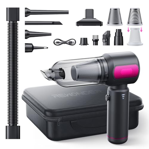 REWONDER Car Vacuum Cleaner High Power, 22000Pa Vacuum Cleaner & 110000RPM Air Duster, Handheld Vacuum with 7800mAh Battery, Storage Bag & Multi-Nozzles for Car, Home, Office - color: Purple