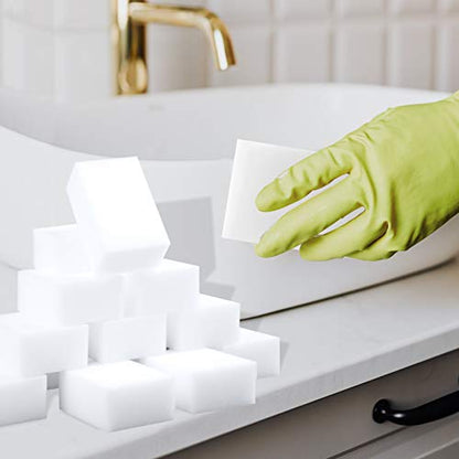 100 Pack Magic Sponge Eraser Extra Thick and Long Lasting Melamine Cleaning Sponges in Bulk - Multi Surface Power Scrubber Foam Cleaning Pads - Bathtub, Floor, Baseboard, Bathroom, Wall Cleaner - size: 100 Count (Pack of 1)