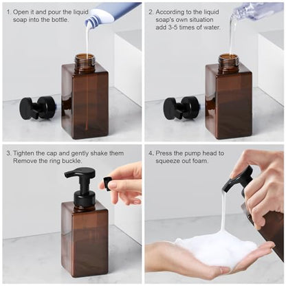 Amber Foam Soap Dispenser Set of 2 Bundle with 2 Pcs Amber Lotion Soap Dispenser