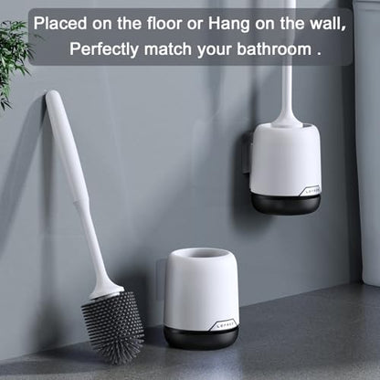 Lefree 3 Pack Silicone Toilet Bowl Brush and Holder Set with Ventilated Holder, Floor Standing & Wall Mounted Toilet Scrubber - color: Black, size: 3 Pack