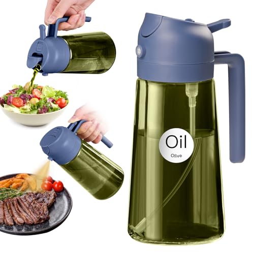 YARRAMATE 16oz/470ml Dark Green Oil Sprayer for Cooking with Stickers, Food-grade Premium 2 in 1 Olive Oil Dispenser Bottle for Kitchen Gadgets, Air Fryer, Salad, Frying, BBQ (Navy) - color: 05_Navy
