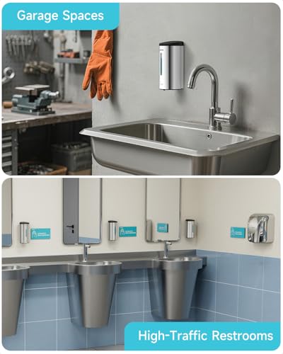 AIKE Automatic Wall Mount Liquid Soap Dispenser, Commercial Stainless Steel with 25oz Large Capacity Save Time Effort and Cost,Model AK1205 (Polished) - color: Polished Stainless Steel