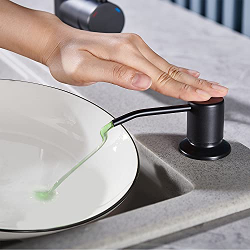 Soap Dispenser for Kitchen Sink Matte Black, Lotion Dispenser for Kitchen Sink Stainless Steel Sink Soap Dispenser 17 OZ Bottle Built in Design Refill from The Top - color: Matte Black