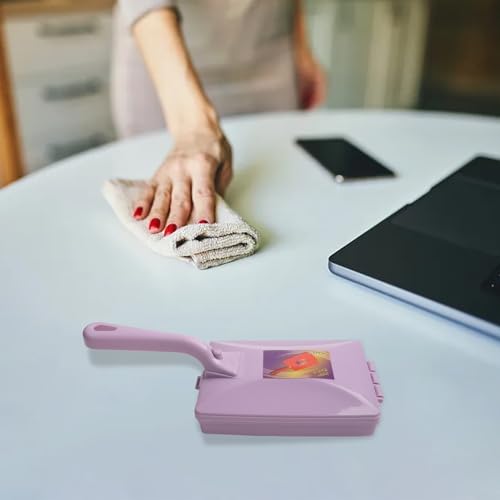 Handheld Carpet Sweeper Brush for Home Cleaning, Dust Removal Tool for Sofa Bed and Rug, Manual Crumb Collector with Push Button Empty Design(purple) - color: purple