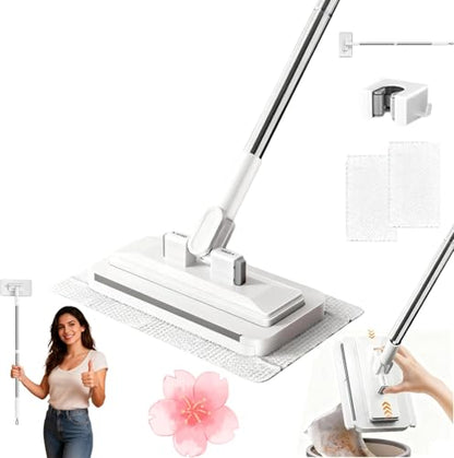 Hands-Free Multi-Purpose Flat Mop – Lazy Cleaning & Face Towel, Starstartree Mop, Snap Grip MiniMop, Long Handle Dry Wet Use Lazy DustMop for Hardwood & Tile Floor Cleaning (6.3*43inch) - color: 6.3*43inch