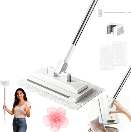 Hands-Free Multi-Purpose Flat Mop – Lazy Cleaning & Face Towel, Starstartree Mop, Snap Grip MiniMop, Long Handle Dry Wet Use Lazy DustMop for Hardwood & Tile Floor Cleaning (6.3*37inch) - color: 6.3*37inch