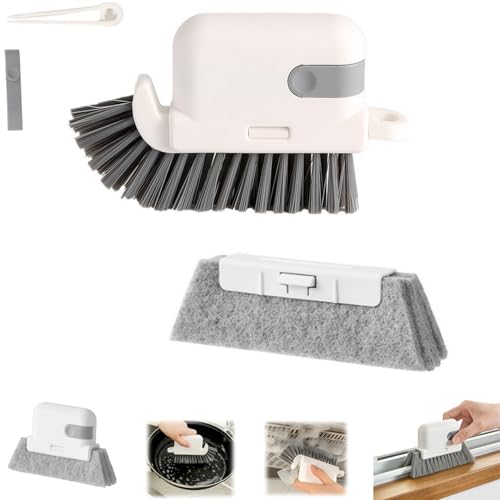 3-in-1 Removable Window Slot Brush,New Window Groove Cleaning Brush, Portable Window Track Cleaner Window Groove Cleaning Brush Tools with Hidden Scraper for Home Window Groove (Gray -1Set) - color: Gray -1set