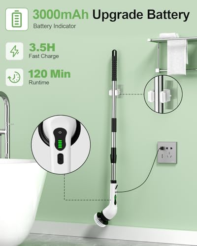 Electric Spin Scrubber, 9 Brush Heads, 2-Speed Cordless Scrubber | Power cleaning brush, bathroom scrubber, tile floor scrubber, extension arm, IPX7 waterproof, tub, sink, grout, car wheels - size: 9heads