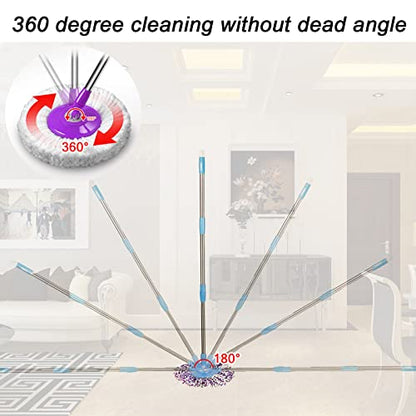 Spin Mop Pole Handle Replacement, Home 360 Degrees Rotating Telescopic Replacement Handle Cleaning Tool Accessories Enhanced Thickened Version for Cleaning Home Office (Blue) - color: Blue