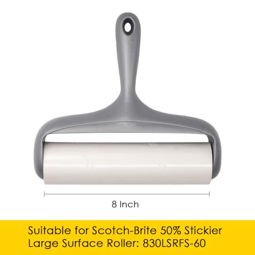 8 inch Large Surface Roller Refill for Scotch-Brite 50% Stickier Lint Roller, Works Great On Pet Hair (60 Sheets per Roll, 3 Pack Refills) - size: 3 pack refills