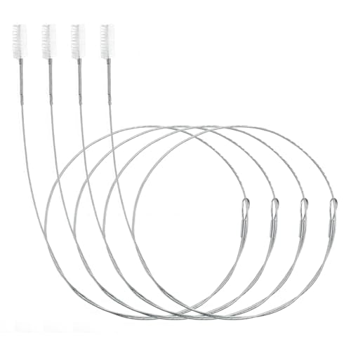 4 Pcs Extra Long Pipe Tube Cleaner Flexible Flexible Drain Brush with Soft Nylon Bristles Head Long Pipe Cleaners Fridge Drain Pipe Dredging Tool Drinking Straw Cleaner Brush 1m/39in