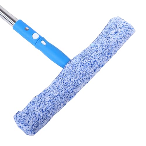Window Cleaning Kit with 9.8FT Extension Pole, Professional Window Squeegee and Scrubber Brush Set for High Outdoor Windows and Car Glass