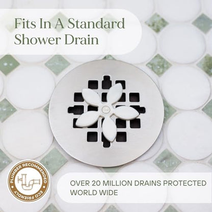 DrainWig Shower Drain Hair Catcher – Disposable Bathroom Hair Trap, Easy to Install in Shower Drain Cover, Helps Prevent Clogs – As Seen on Shark Tank – White Flower (12-Pack) - color: White Flower, size: 12 Count