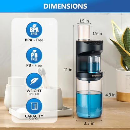 ZOFGENOW Automatic Mouthwash Dispenser for Bathroom,Bathroom Accessories 19.4 Fl Oz Dispensers with Magnetic Cups,Wall Mounted Dispenser,Suitable for All Age Groups,Black - color: Black