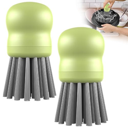 Mini Dish Brush for Cleaning Chicken Shredder, Palm Brush Dish Scrubber with Ergonomic Grip, Kitchen Brush for Washing Dishes, Pans, Pots, Sink (2, Matcha) - color: Matcha