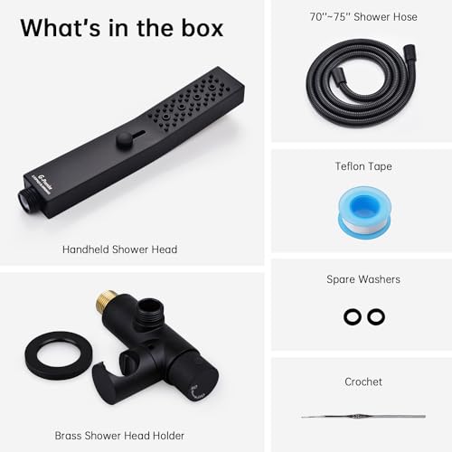 G-Promise All Metal Handheld Shower Set with 3-Function Showerwand, included Handheld Holder to Control on/off Switch and 72 Inch Tangle-Free Stainless Steel Hose Matte Black - color: Matte Black